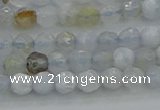 CBC461 15.5 inches 4mm faceted round blue chalcedony gemstone beads