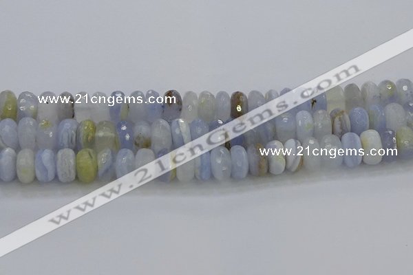 CBC467 15.5 inches 7*12mm faceted rondelle blue chalcedony beads