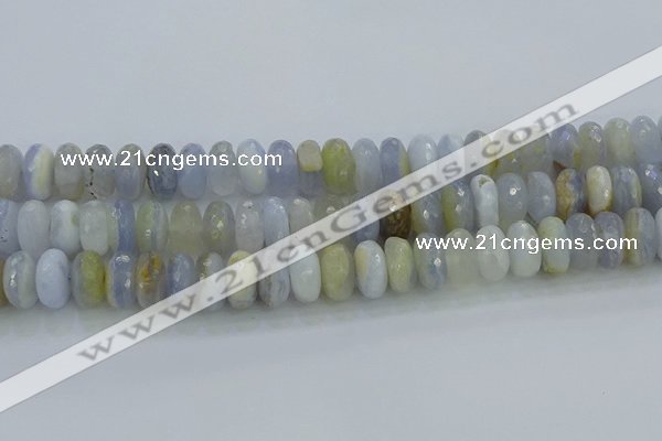 CBC468 15.5 inches 8*14mm faceted rondelle blue chalcedony beads