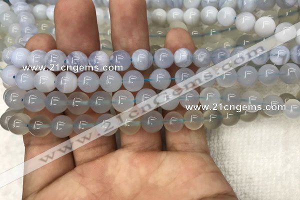 CBC712 15.5 inches 8mm round blue chalcedony beads wholesale