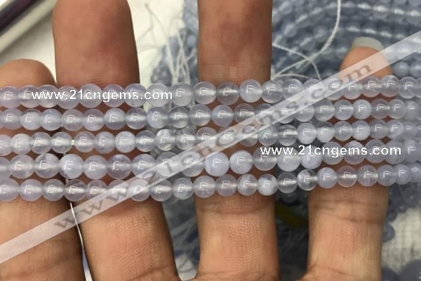 CBC718 15.5 inches 4mm round blue chalcedony gemstone beads