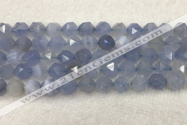 CBC742 15.5 inches 10mm faceted nuggets blue chalcedony beads