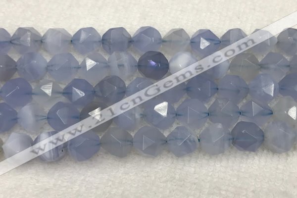 CBC743 15.5 inches 12mm faceted nuggets blue chalcedony beads