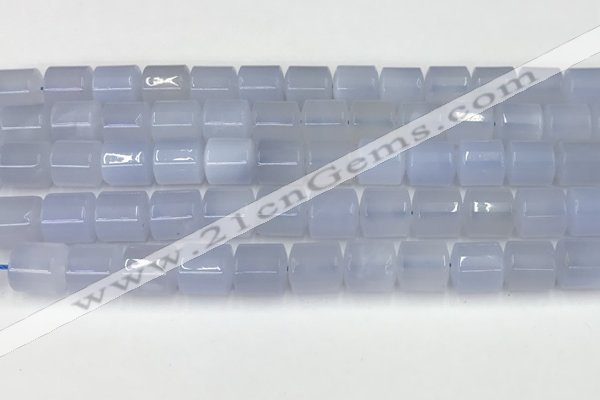 CBC824 15.5 inches 10*11mm tube blue chalcedony gemstone beads