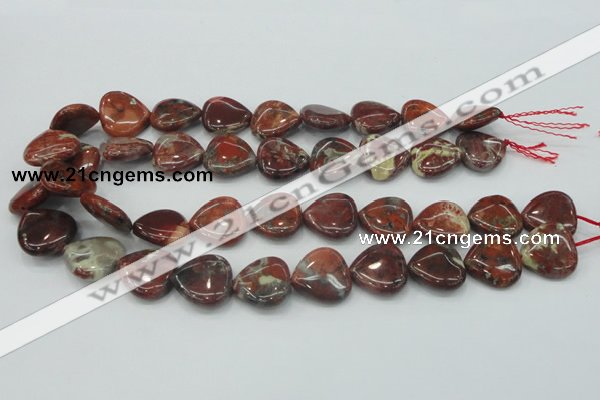 CBD01 15.5 inches 20*20mm heart brecciated jasper gemstone beads