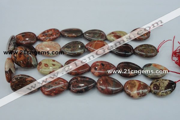 CBD03 15.5 inches 22*30mm flat teardrop brecciated jasper gemstone beads