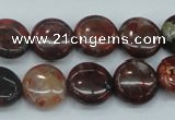 CBD05 15.5 inches 15mm flat round brecciated jasper gemstone beads