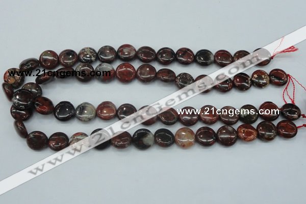 CBD05 15.5 inches 15mm flat round brecciated jasper gemstone beads