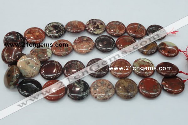 CBD07 15.5 inches 25mm flat round brecciated jasper gemstone beads