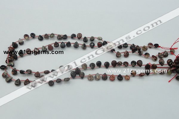 CBD15 6*8mm top-drilled teardrop brecciated jasper gemstone beads