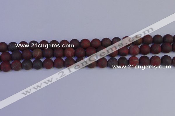 CBD363 15.5 inches 10mm round matte poppy jasper beads wholesale