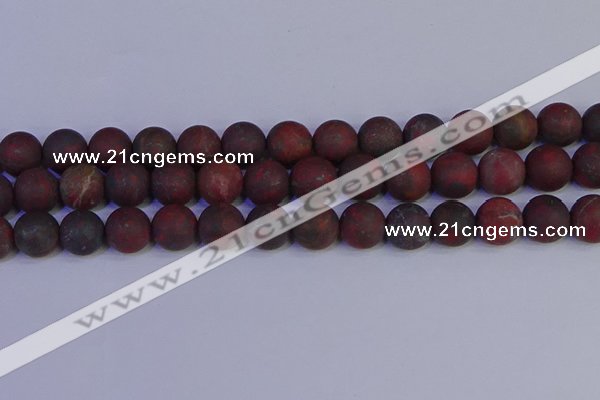 CBD365 15.5 inches 14mm round matte poppy jasper beads wholesale