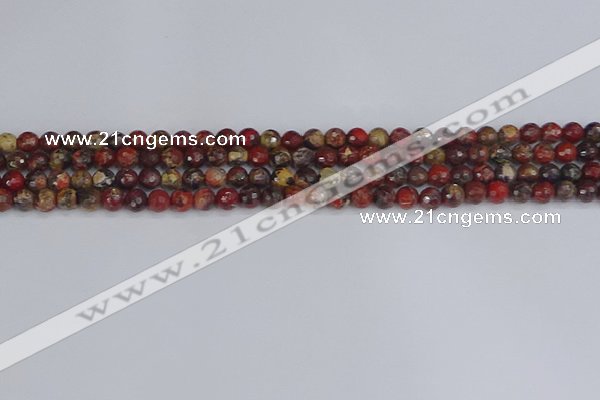 CBD368 15.5 inches 4mm faceted round brecciated jasper beads