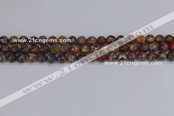 CBD370 15.5 inches 8mm faceted round brecciated jasper beads