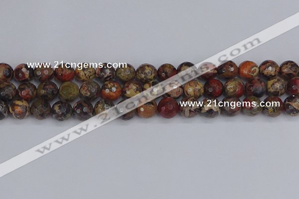 CBD371 15.5 inches 10mm faceted round brecciated jasper beads