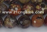 CBD372 15.5 inches 12mm faceted round brecciated jasper beads