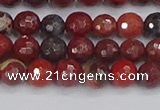 CBD376 15.5 inches 6mm faceted round poppy jasper beads