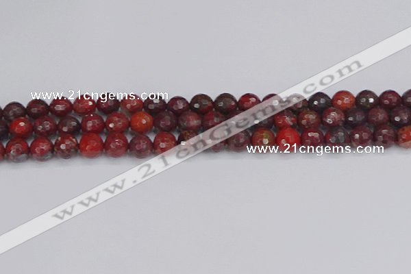 CBD377 15.5 inches 8mm faceted round poppy jasper beads