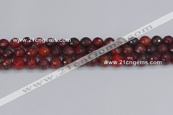 CBD379 15.5 inches 12mm faceted round poppy jasper beads