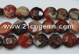 CBD45 15.5 inches 10mm faceted coin brecciated jasper gemstone beads