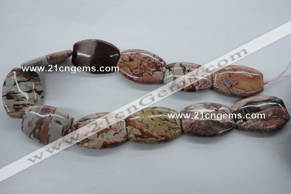 CBD75 15.5 inches 25*35mm flat drum brecciated jasper gemstone beads