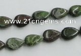 CBG08 15.5 inches 8*12mm flat teardrop bronze green gemstone beads