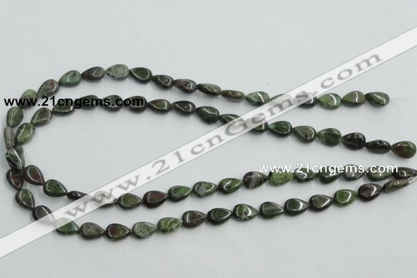 CBG08 15.5 inches 8*12mm flat teardrop bronze green gemstone beads