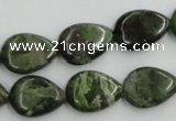 CBG09 15.5 inches 13*18mm flat teardrop bronze green gemstone beads