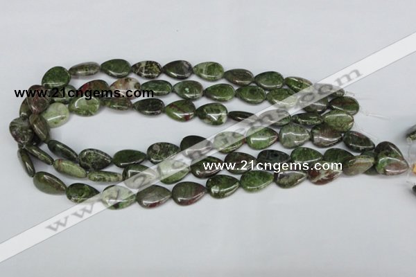 CBG09 15.5 inches 13*18mm flat teardrop bronze green gemstone beads