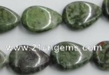 CBG10 15.5 inches 15*20mm flat teardrop bronze green gemstone beads