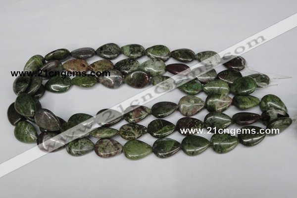 CBG10 15.5 inches 15*20mm flat teardrop bronze green gemstone beads