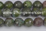 CBG102 15.5 inches 8mm faceted round bronze green gemstone beads