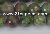 CBG104 15.5 inches 12mm faceted round bronze green gemstone beads