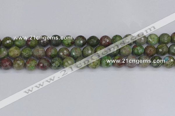 CBG104 15.5 inches 12mm faceted round bronze green gemstone beads