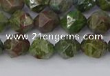 CBG109 15.5 inches 8mm faceted nuggets bronze green gemstone beads