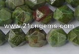 CBG110 15.5 inches 10mm faceted nuggets bronze green gemstone beads