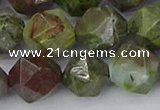 CBG111 15.5 inches 12mm faceted nuggets bronze green gemstone beads