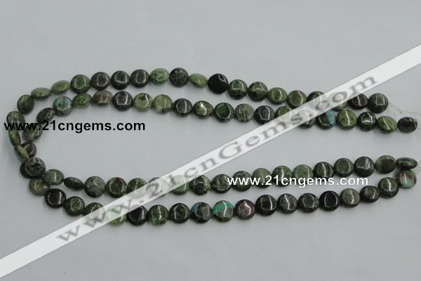 CBG12 15.5 inches 8mm flat round bronze green gemstone beads