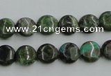 CBG14 15.5 inches 10mm flat round bronze green gemstone beads