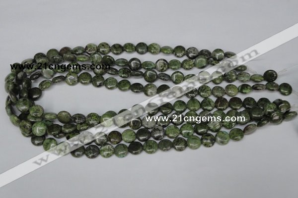 CBG14 15.5 inches 10mm flat round bronze green gemstone beads