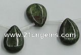 CBG21 13*18mm top-drilled flat teardrop bronze green gemstone beads