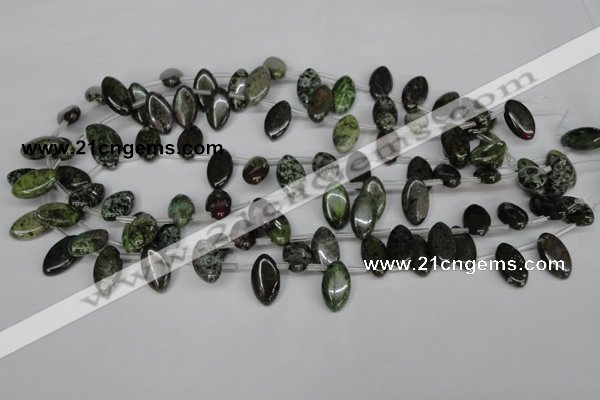 CBG25 Top-drilled 10*18mm marquise bronze green gemstone beads