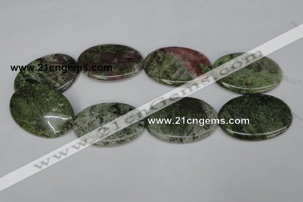 CBG33 15.5 inches 35*50mm oval bronze green gemstone beads