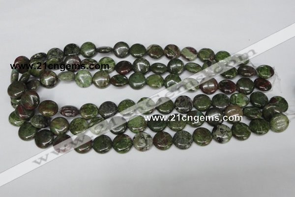 CBG36 15.5 inches 16mm flat round bronze green gemstone beads