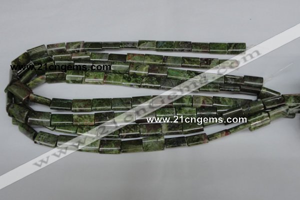 CBG50 15.5 inches 10*14mm flat tube bronze green gemstone beads