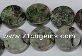 CBG61 15.5 inches 18mm coin bronze green gemstone beads