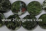 CBG63 15.5 inches 22mm coin bronze green gemstone beads