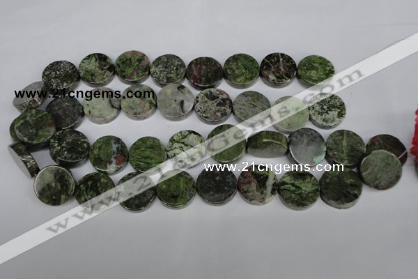 CBG63 15.5 inches 22mm coin bronze green gemstone beads