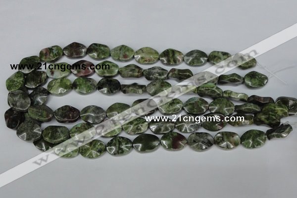 CBG65 15.5 inches 13*18mm wavy oval bronze green gemstone beads