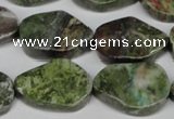 CBG67 15.5 inches 18*25mm wavy teardrop bronze green gemstone beads